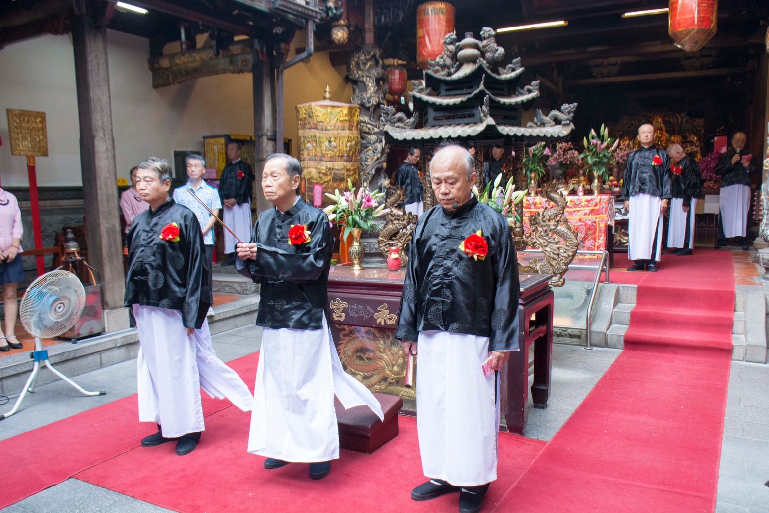 萬和宮恭祝媽祖鎮殿340週年慶三獻禮祭典，由蕭清杰董事長主祭。